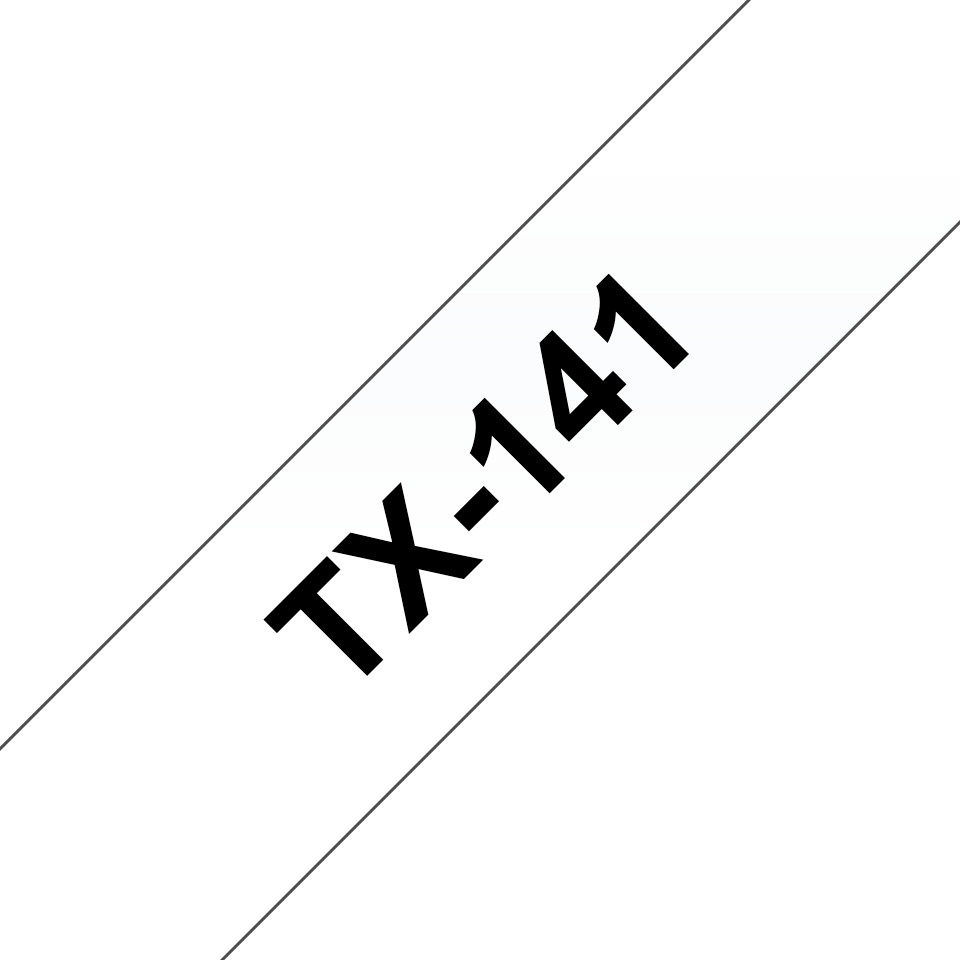 Original Brother TX141 merketape – sort på klar, 18 mm bred